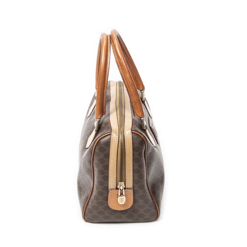 Celine Vinte Gimini Boston Brown Macadam Canvas Shoulder Bag