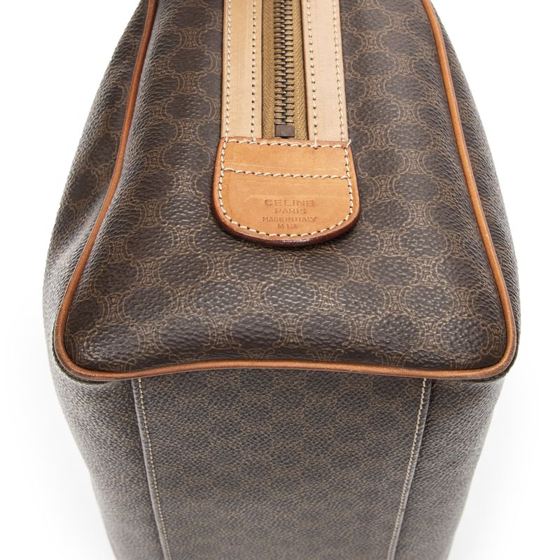 Celine Vinte Gimini Boston Brown Macadam Canvas Shoulder Bag