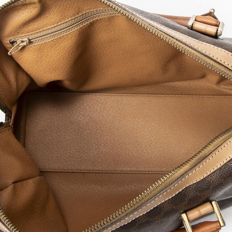 Celine Vinte Gimini Boston Brown Macadam Canvas Shoulder Bag