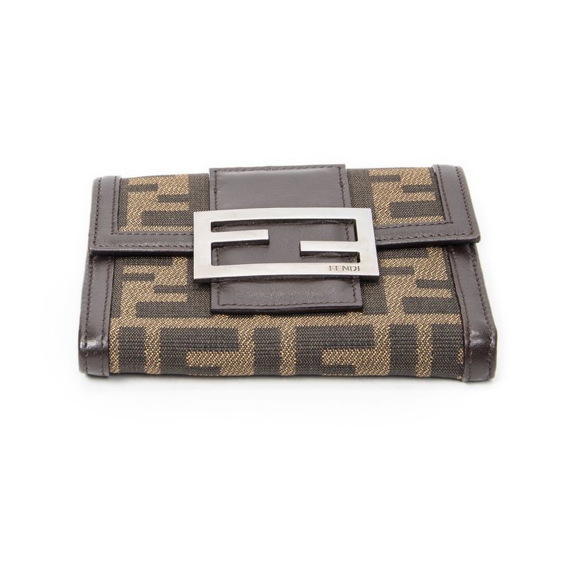 Fendi Compact Bifold Wallet Brown Zucca Canvas