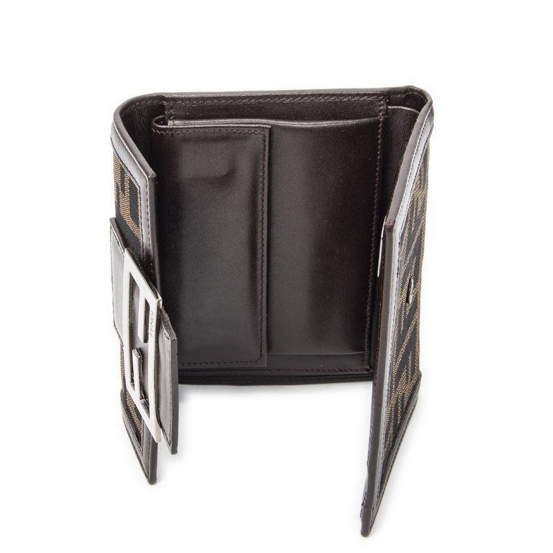 Fendi Compact Bifold Wallet Brown Zucca Canvas