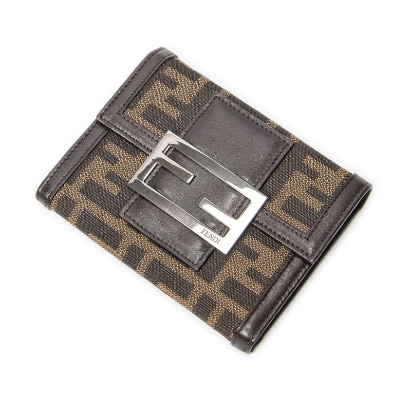 Fendi Compact Bifold Wallet Brown Zucca Canvas