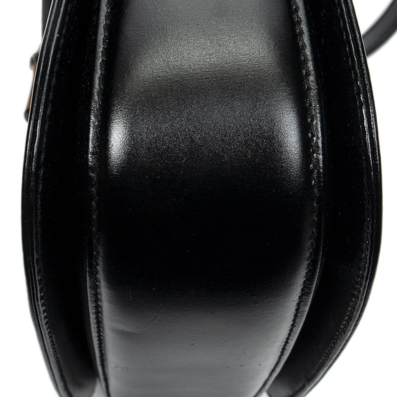 Gucci Small Bamboo Top Handle Flap Black Slim Skirt Fusskin Leather