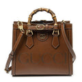 Gucci Small Diana Logo Bamboo Tote Brown Embossed Leather