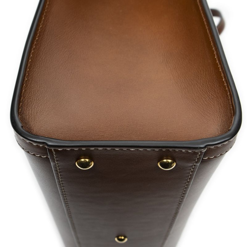 Gucci Small Diana Logo Bamboo Tote Brown Embossed Leather