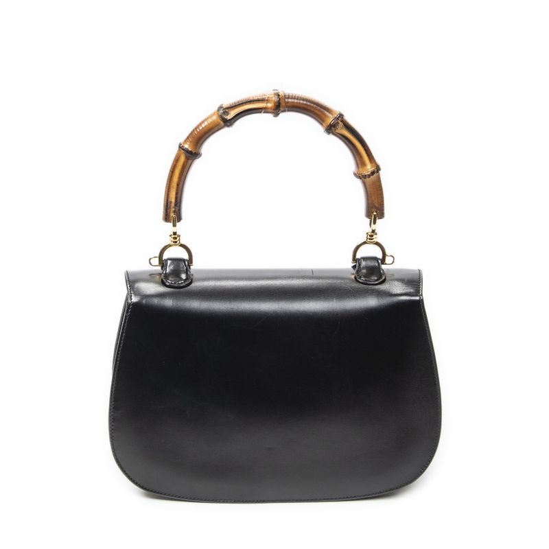 Gucci Midi Ambabu Top Handle Flap Black Smooth Leather