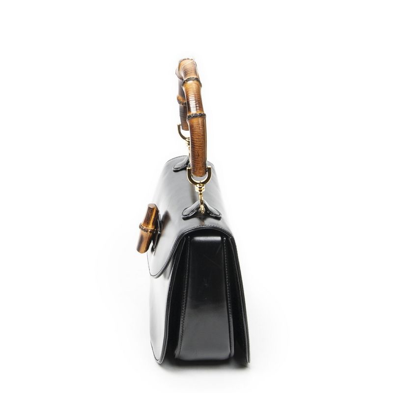 Gucci Midi Ambabu Top Handle Flap Black Smooth Leather