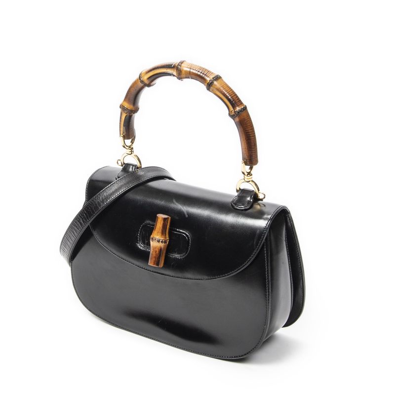 Gucci Midi Ambabu Top Handle Flap Black Smooth Leather