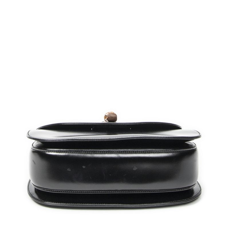 Gucci Midi Ambabu Top Handle Flap Black Smooth Leather