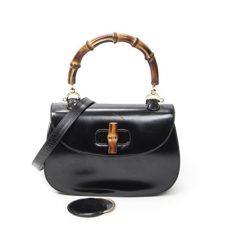 Gucci Midi Ambabu Top Handle Flap Black Smooth Leather