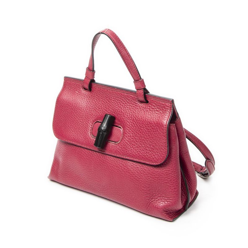 Gucci Fuchsia Pink Grain Calfskin Leather Shoulder Bag