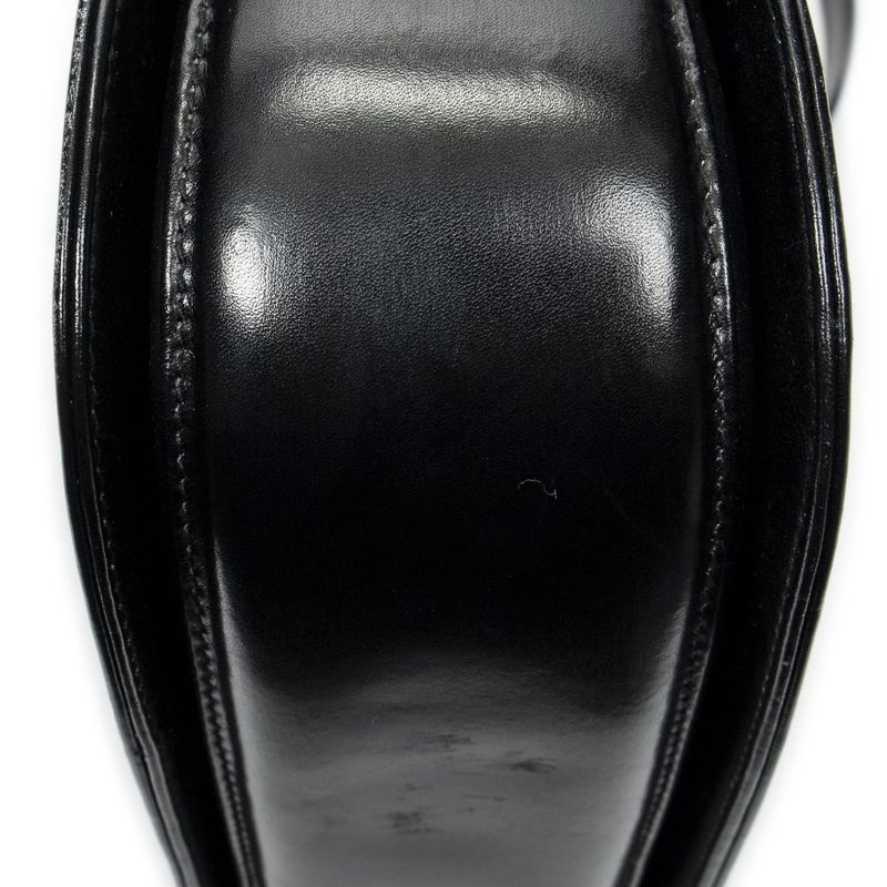Gucci Midi Ambu Top Handle Flap Black Smooth Fusskin Leather Skirt