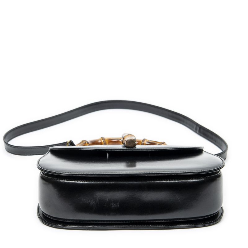 Gucci Midi Ambu Top Handle Flap Black Smooth Fusskin Leather Skirt
