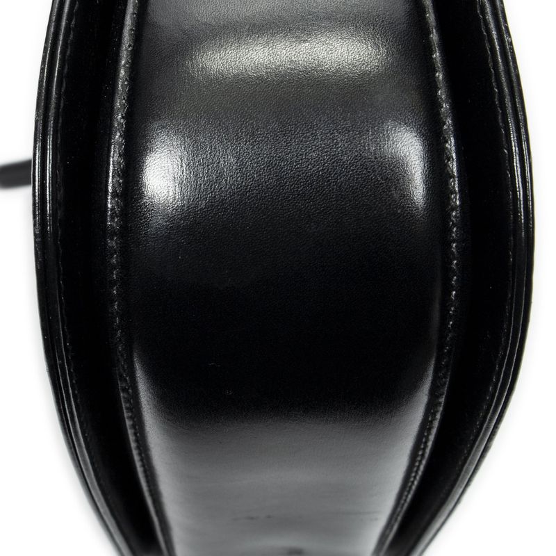 Gucci Midi Ambu Top Handle Flap Black Smooth Fusskin Leather Skirt