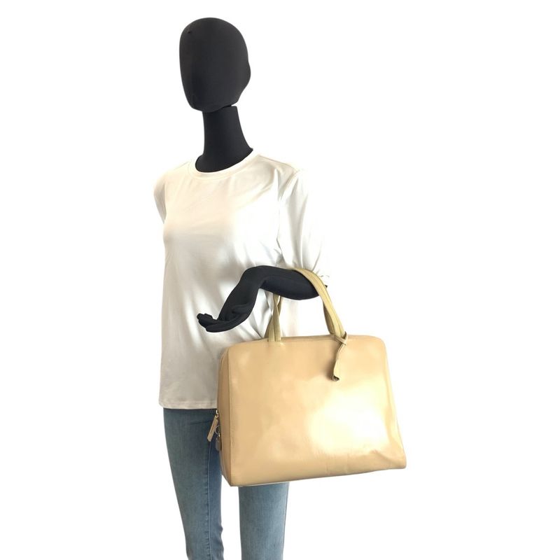 Prada Beige Silver Leather Tote