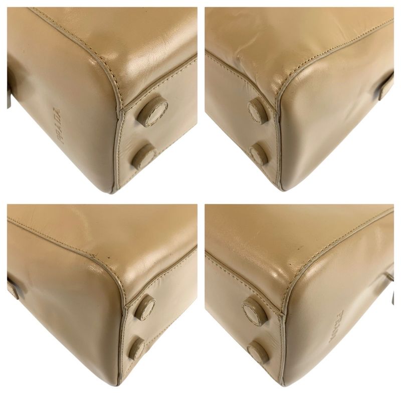 Prada Beige Silver Leather Tote