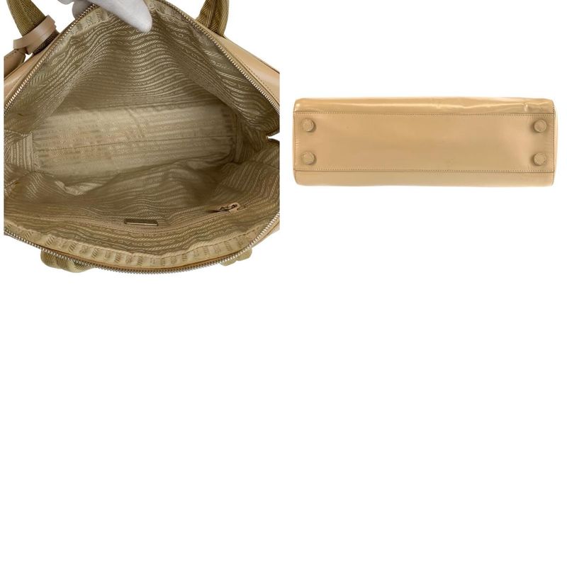 Prada Beige Silver Leather Tote