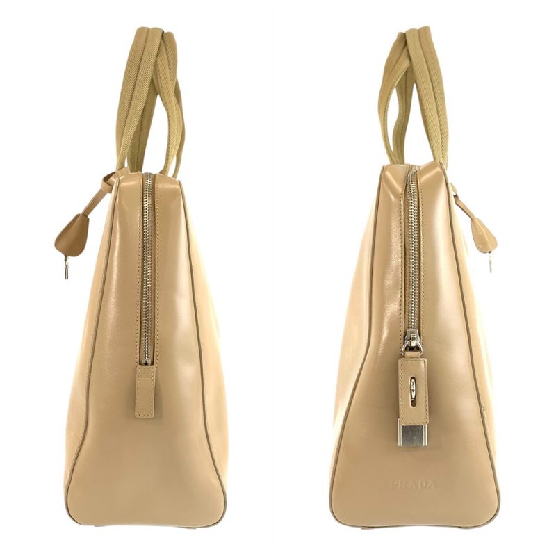 Prada Beige Silver Leather Tote
