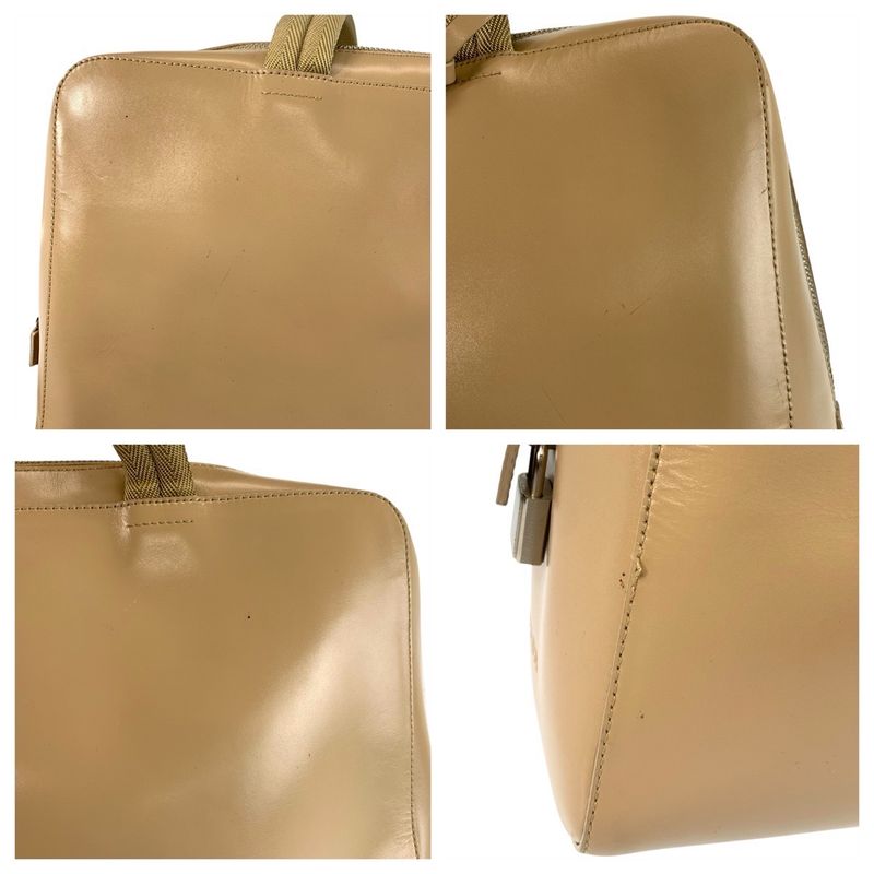 Prada Beige Silver Leather Tote