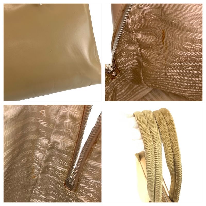 Prada Beige Silver Leather Tote
