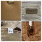 Prada Beige Silver Leather Tote