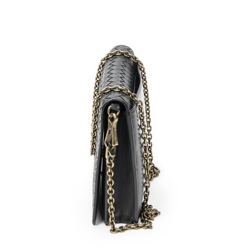 Bottega Veneta Wallet on Chain Crossbody Black Intrecciato Leather