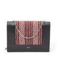 Celine Frame Evening Clutch Black Red Tweed Black