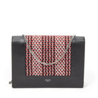 Celine Frame Evening Clutch Black Red Tweed Black