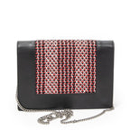 Celine Frame Evening Clutch Black Red Tweed Black