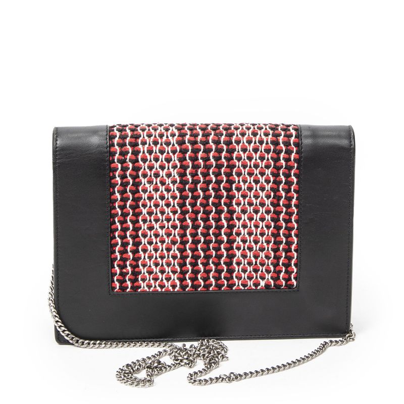 Celine Frame Evening Clutch Black Red Tweed Black