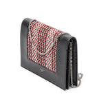 Celine Frame Evening Clutch Black Red Tweed Black