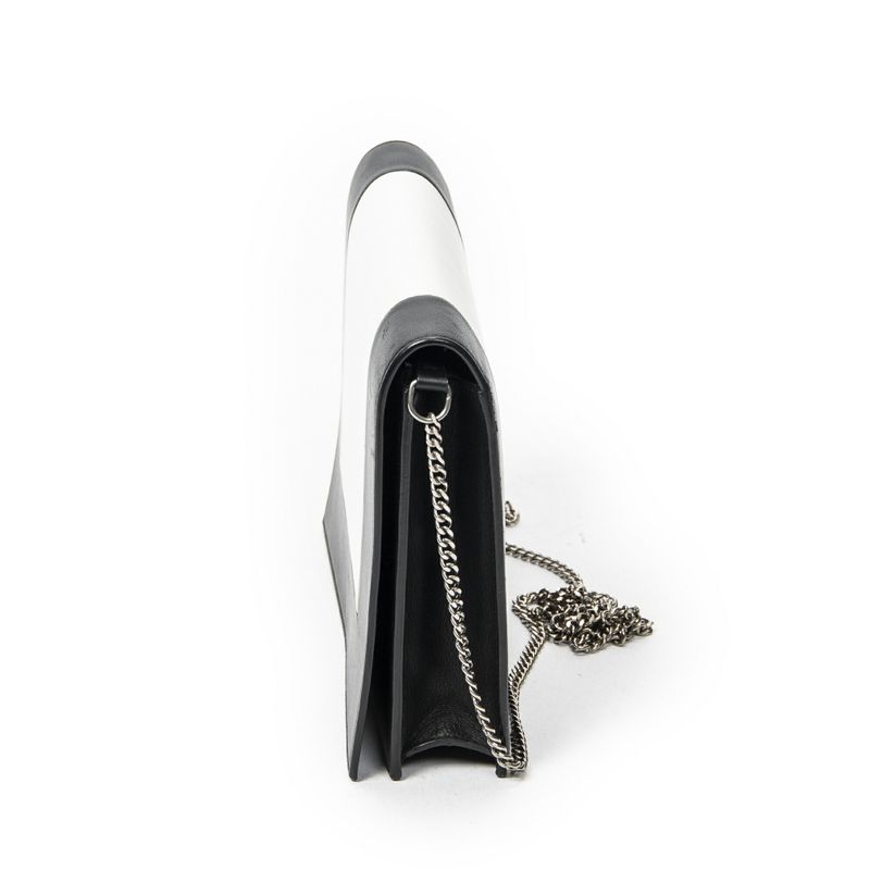 Celine Frame Evening Clutch Black White Calfskin Leather