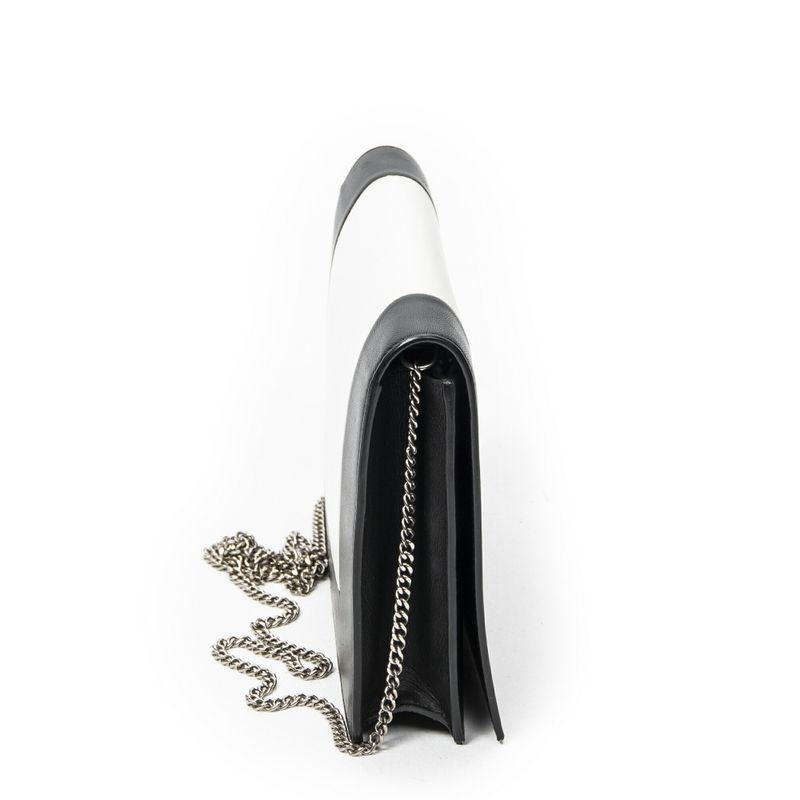 Celine Frame Evening Clutch Black White Calfskin Leather