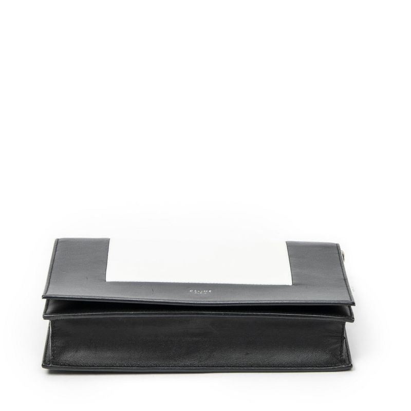 Celine Frame Evening Clutch Black White Calfskin Leather