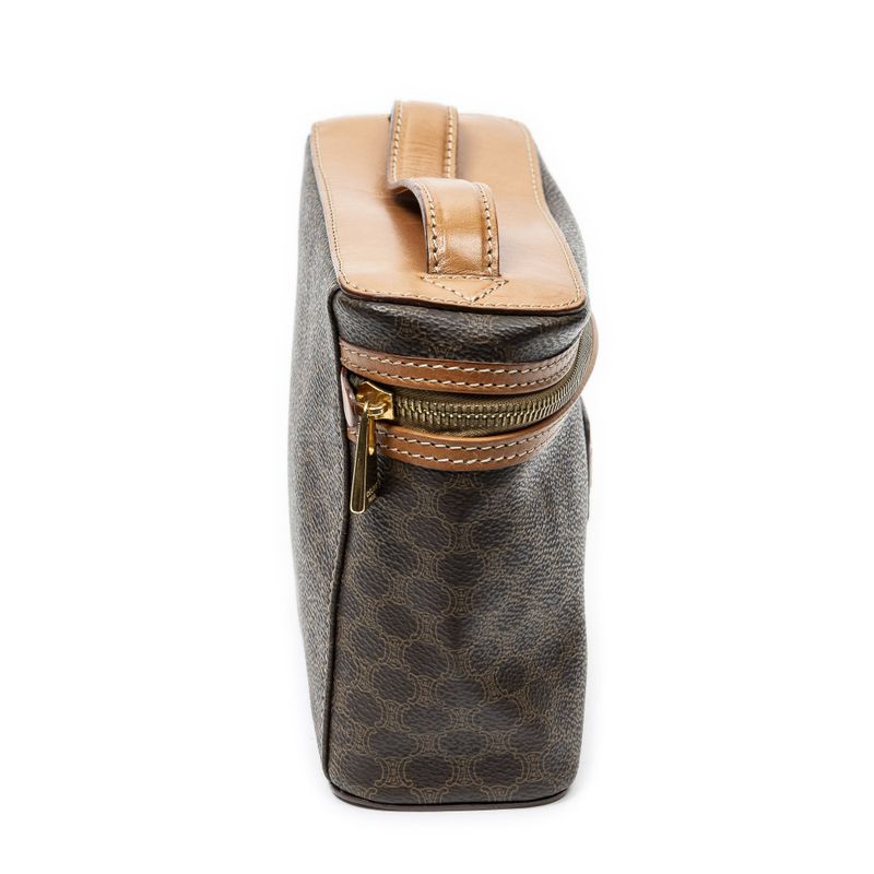 Celine Top Handle Toiletries Pouch Brown Macadam Canvas