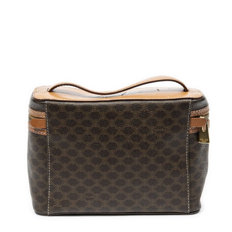 Celine Top Handle Toiletries Pouch Brown Macadam Canvas