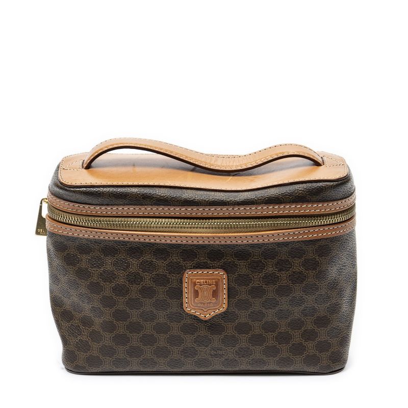 Celine Top Handle Toiletries Pouch Brown Macadam Canvas