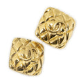Chanel CC Logo Square Clip Type Earrings Gold Plated