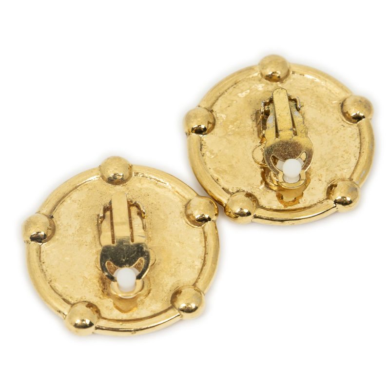 Chanel Large CC Round Clip on Earrings Gold Plated