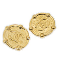 Chanel Large CC Round Clip on Earrings Gold Plated