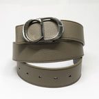 Dior CD Icon Logo Buckle Silver Metal External Belt Reversible Black