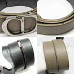 Dior CD Icon Logo Buckle Silver Metal External Belt Reversible Black