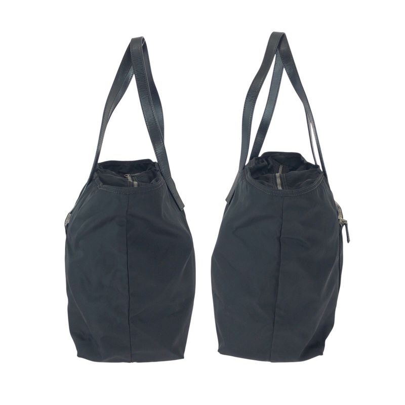 Prada Tessuto Black Silver Nylon Leather Tote