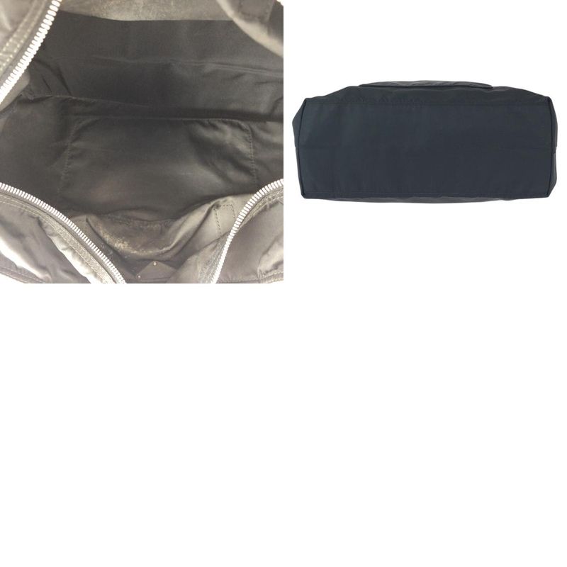 Prada Tessuto Black Silver Nylon Leather Tote