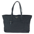 Prada Tessuto Black Silver Nylon Leather Tote