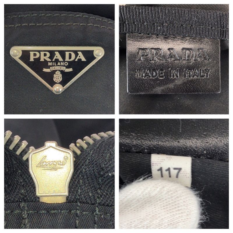 Prada Tessuto Black Silver Nylon Leather Tote