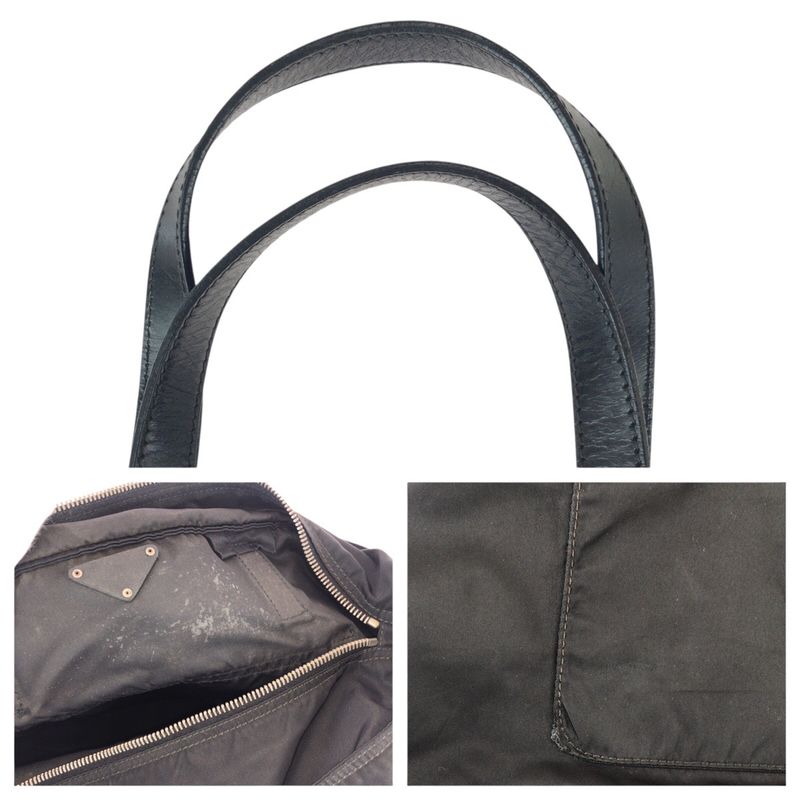 Prada Tessuto Black Silver Nylon Leather Tote
