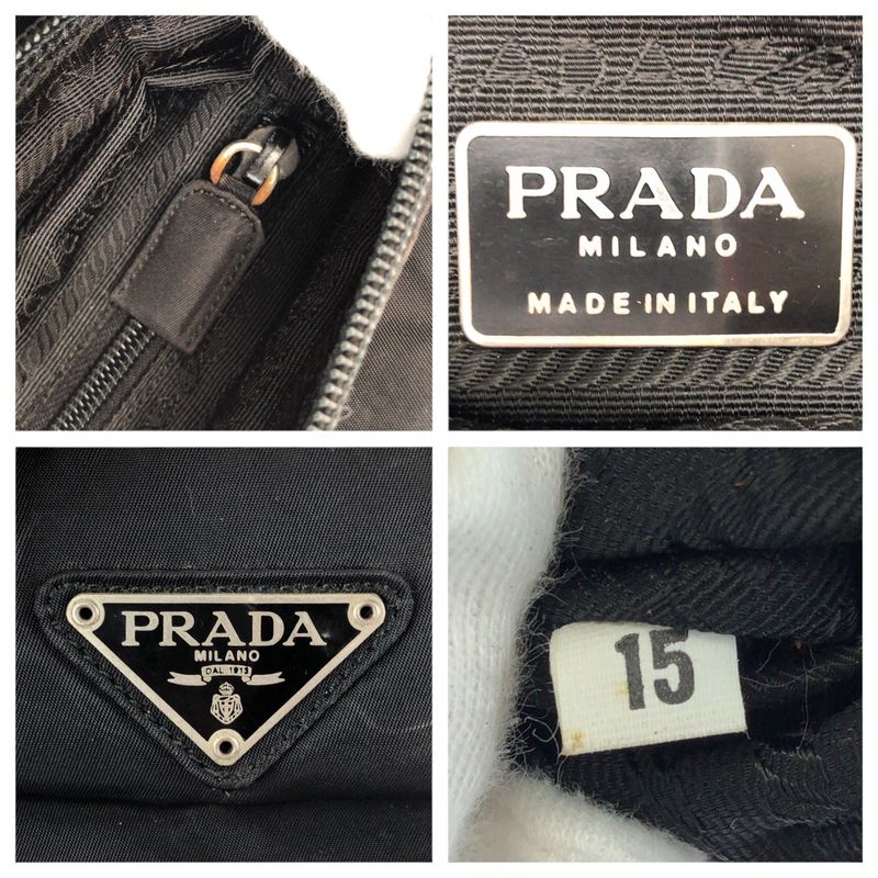 Prada Tessuto Black Silver Nylon Tote