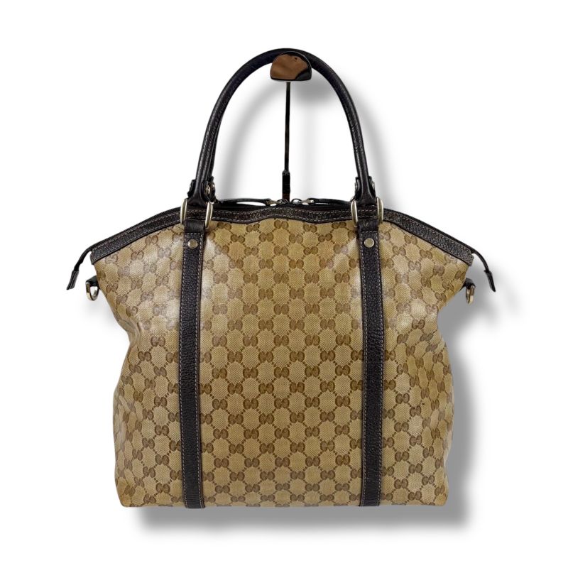 Gucci 2-Way GG Crystal Tote Shoulder Bag Brown