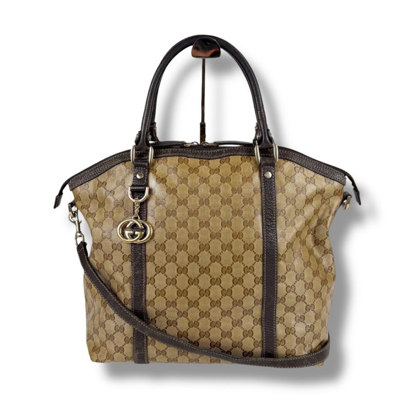 Gucci 2-Way GG Crystal Tote Shoulder Bag Brown